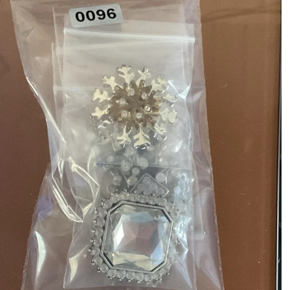 4 Vintage Style Brooches with Rhinestone Accents Silver Tone